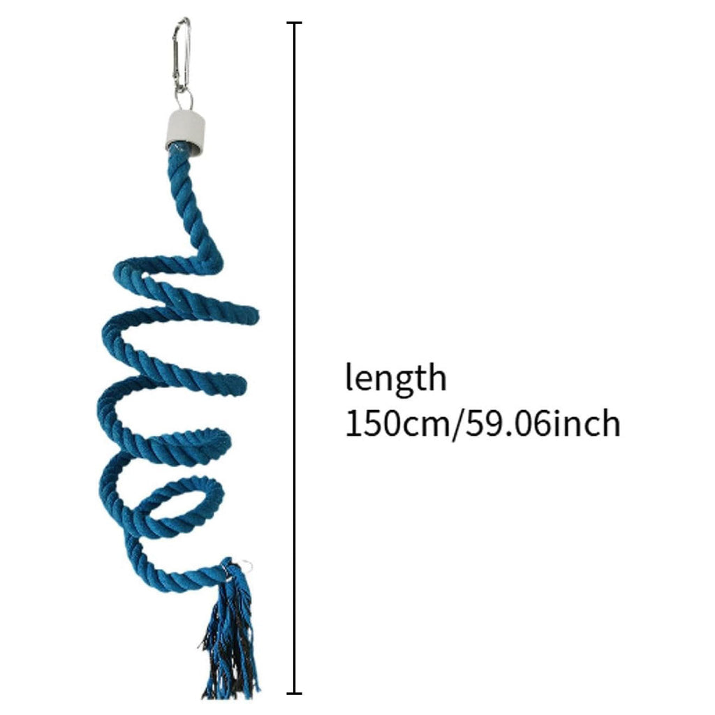 Bird Climbing Rope Toy Cotton Spiral Ladder Parrot Cage Hanging Swing Pet Toy - Colourful