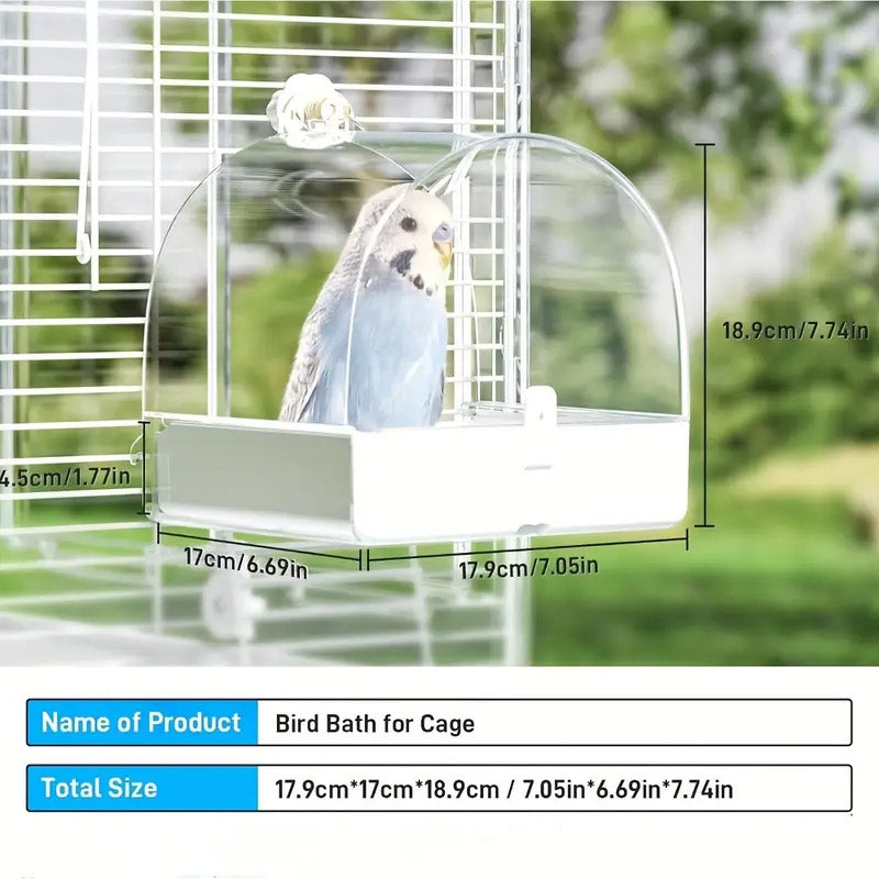 3in1 Parrot Bath Basin Bird Bathtub Cage or Accessory Pet Bird Feeder Water Bowl - Overdress
